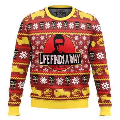 Hooktab Life Finds A Way Jurassic Park 1993 Ugly Christmas Sweater