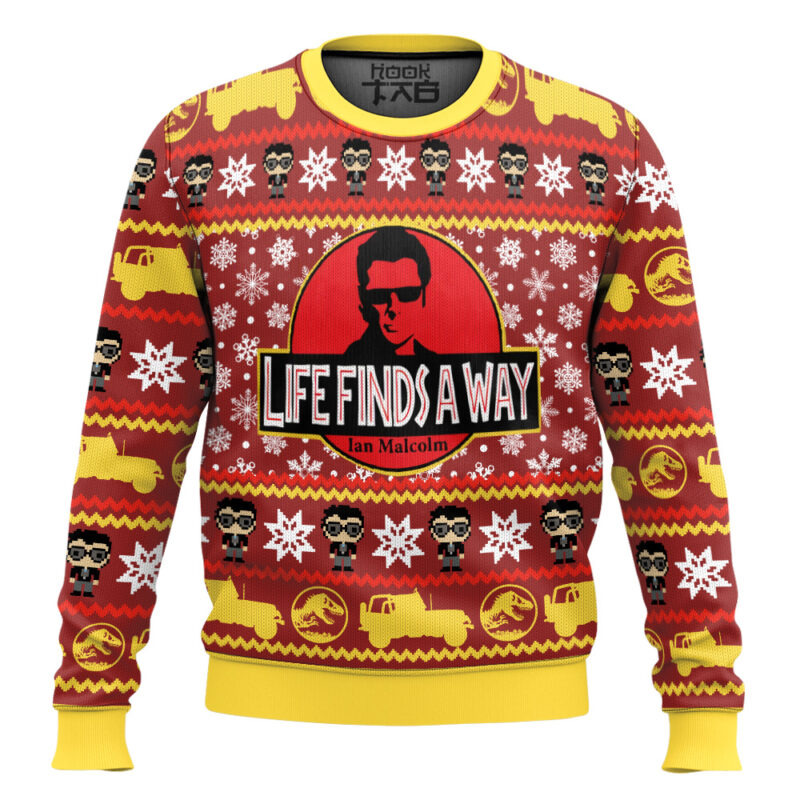 Hooktab Life Finds A Way Jurassic Park 1993 Ugly Christmas Sweater