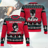 Hooktab Life Is A B!tch Now So Am I Catwoman Ugly Christmas Sweater