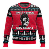 Hooktab Life Is A B!tch Now So Am I Catwoman Ugly Christmas Sweater