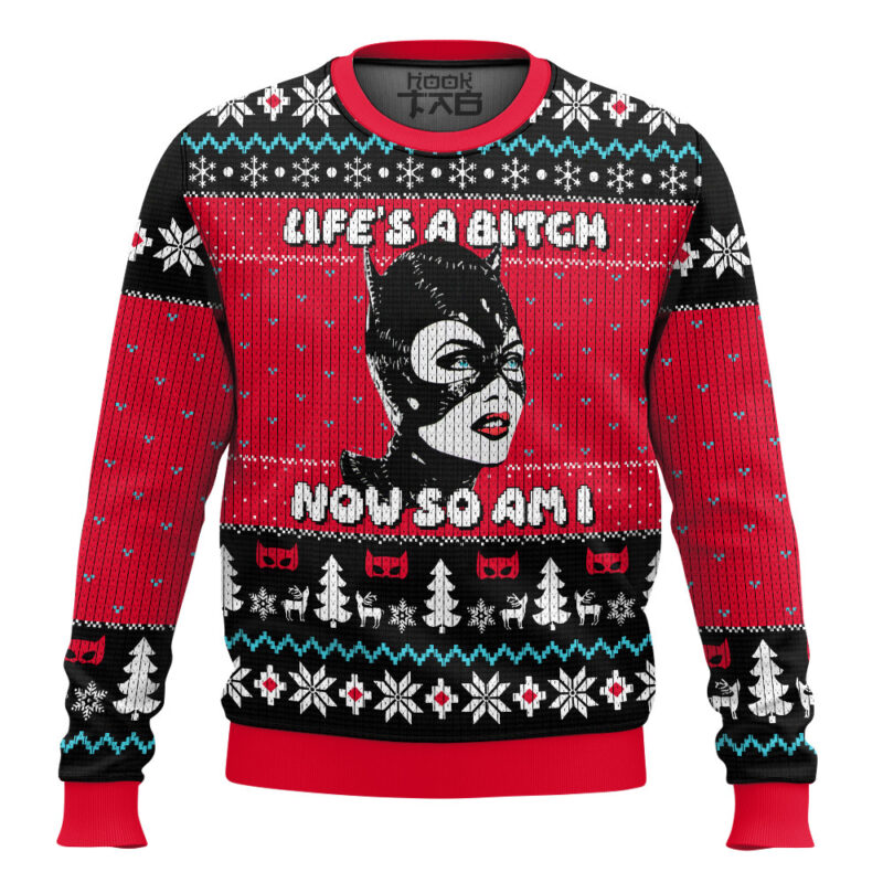 Hooktab Life Is A B!tch Now So Am I Catwoman Ugly Christmas Sweater