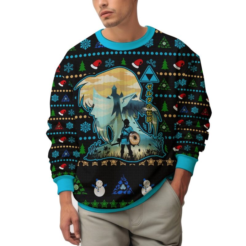 Hooktab Link Hylian Crest The Legend Of Zelda Ugly Christmas Sweater Hooktab Link Hylian Crest The Legend Of Zelda Ugly Christmas Sweater