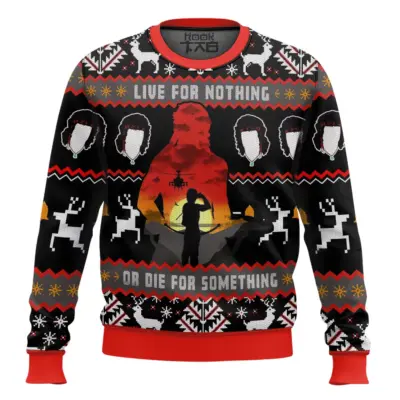 Hooktab Live For Nothing Die For Something Rambo Ugly Christmas Sweater