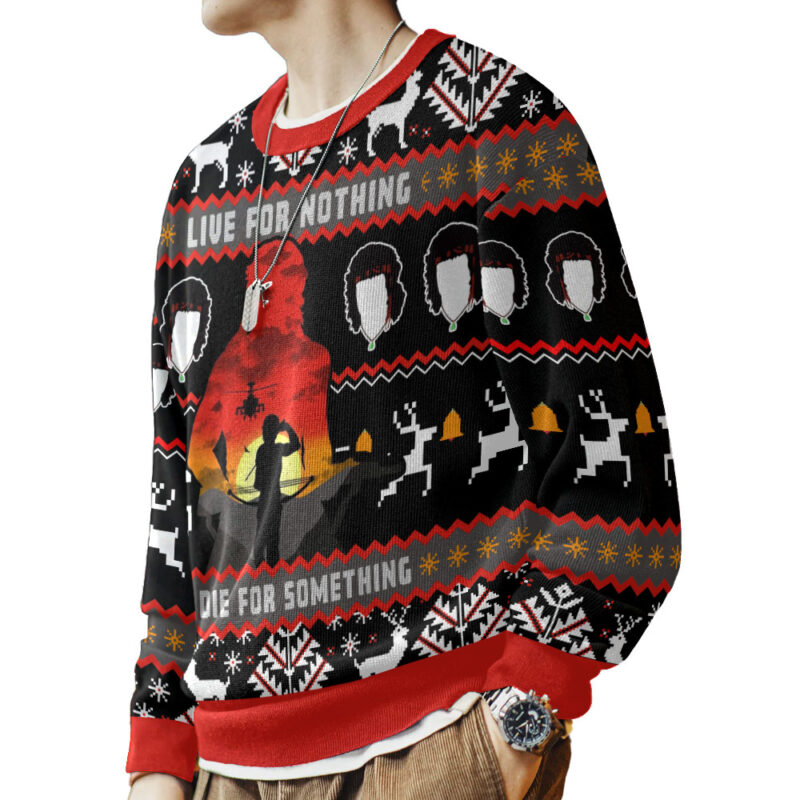 Hooktab Live For Nothing Die For Something Rambo Ugly Christmas Sweater Hooktab Live For Nothing Die For Something Rambo Ugly Christmas Sweater