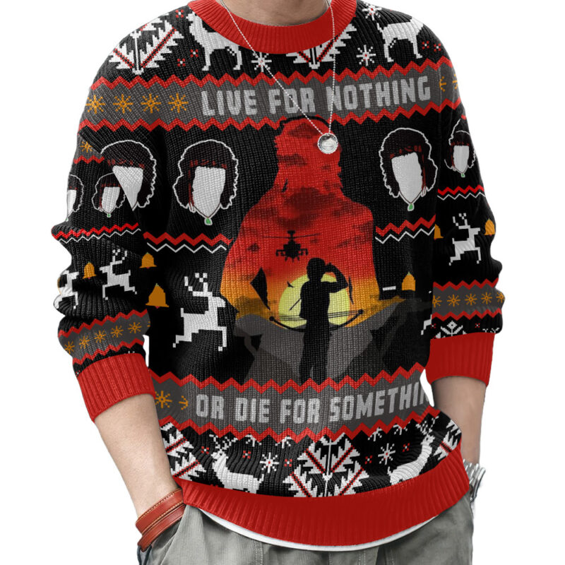 Hooktab Live For Nothing Die For Something Rambo Ugly Christmas Sweater Hooktab Live For Nothing Die For Something Rambo Ugly Christmas Sweater