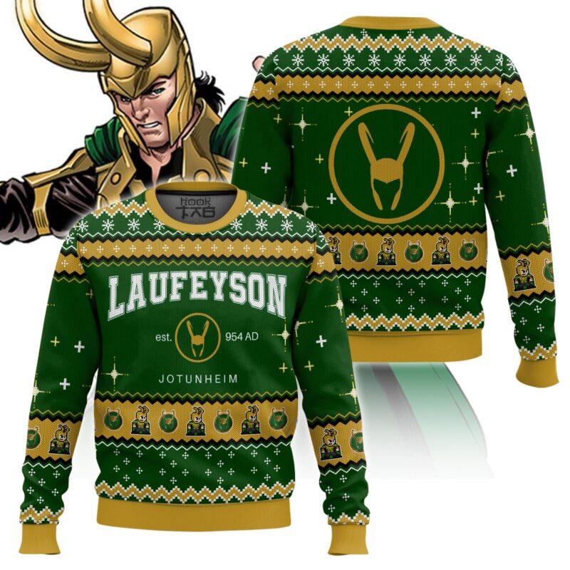Hooktab Loki Laufeyson Marvel Ugly Christmas Sweater Hooktab Loki Laufeyson Marvel Ugly Christmas Sweater