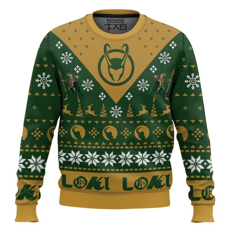 Hooktab Loki Let Earth Receive Her King Marvel Ugly Christmas Sweater