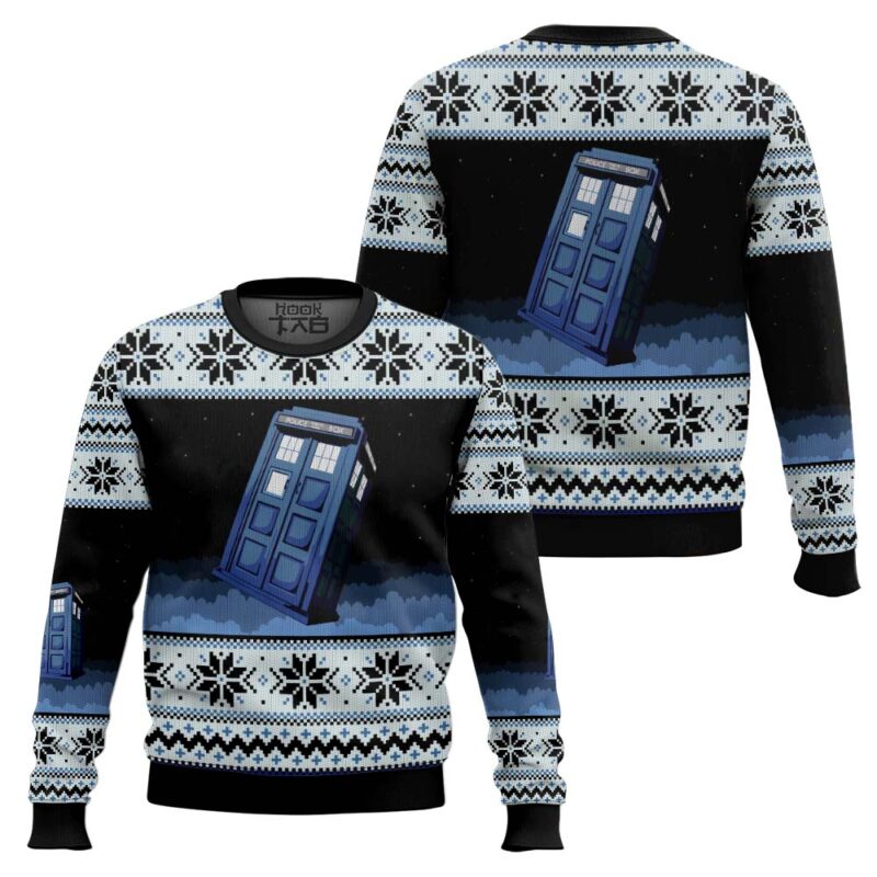 Hooktab London Police Box Doctor Who Ugly Christmas Sweater Hooktab London Police Box Doctor Who Ugly Christmas Sweater