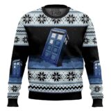 Hooktab London Police Box Doctor Who Ugly Christmas Sweater