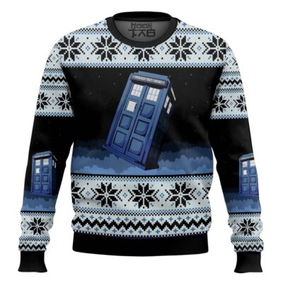 Hooktab London Police Box Doctor Who Ugly Christmas Sweater