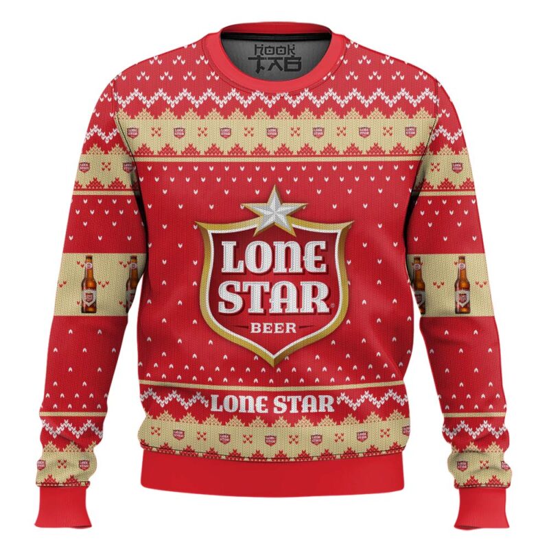 Hooktab Lone Star Beer Ugly Christmas Sweater