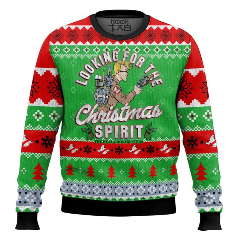 Hooktab Looking For Christmas Spirit Ghostbusters Ugly Christmas Sweater