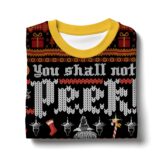 Hooktab Lord Of The Ring, You Shall Not Peek At Your Presents Ugly Christmas Sweater
