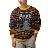 Hooktab Lord Of The Ring, You Shall Not Peek At Your Presents Ugly Christmas Sweater