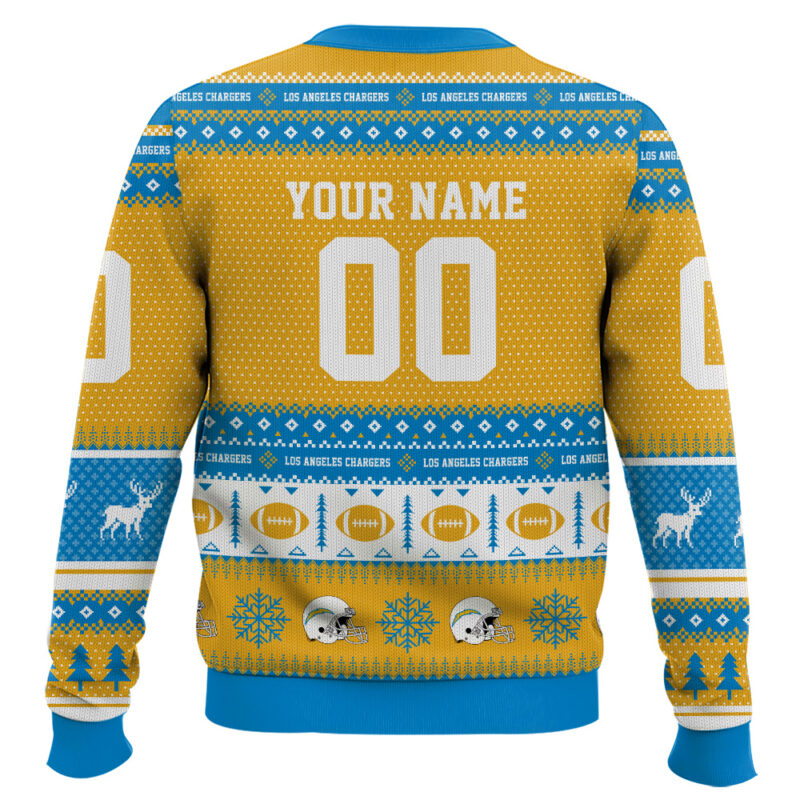 Hooktab Los Angeles Chargers - Custom Name And Number Ugly Sweater Hooktab Los Angeles Chargers - Custom Name And Number Ugly Sweater