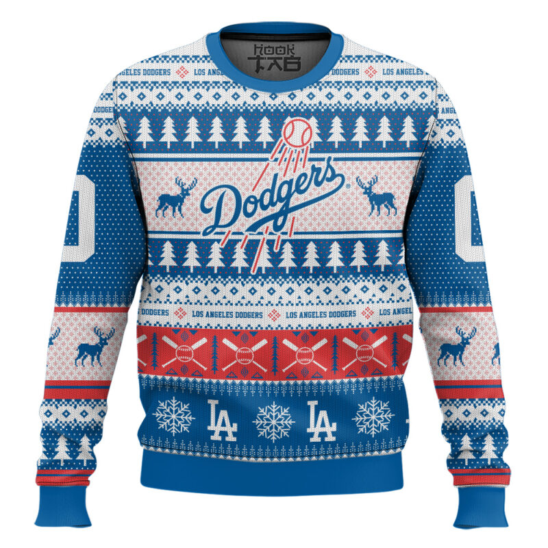 Hooktab Los Angeles Dodgers - Custom Name And Number Ugly Sweater