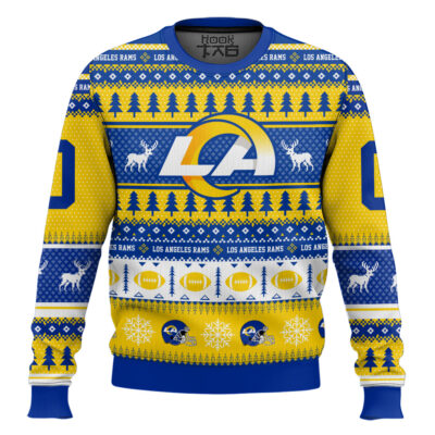 Hooktab Los Angeles Rams - Custom Name And Number Ugly Sweater