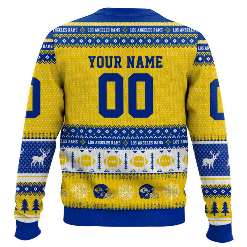 Hooktab Los Angeles Rams - Custom Name And Number Ugly Sweater Hooktab Los Angeles Rams - Custom Name And Number Ugly Sweater