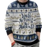 Hooktab Love Actually Is All Around Ugly Christmas Sweater