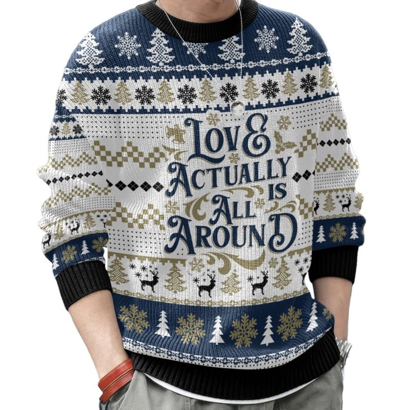Hooktab Love Actually Is All Around Ugly Christmas Sweater Hooktab Love Actually Is All Around Ugly Christmas Sweater