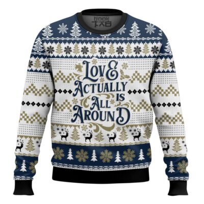 Hooktab Love Actually Is All Around Ugly Christmas Sweater