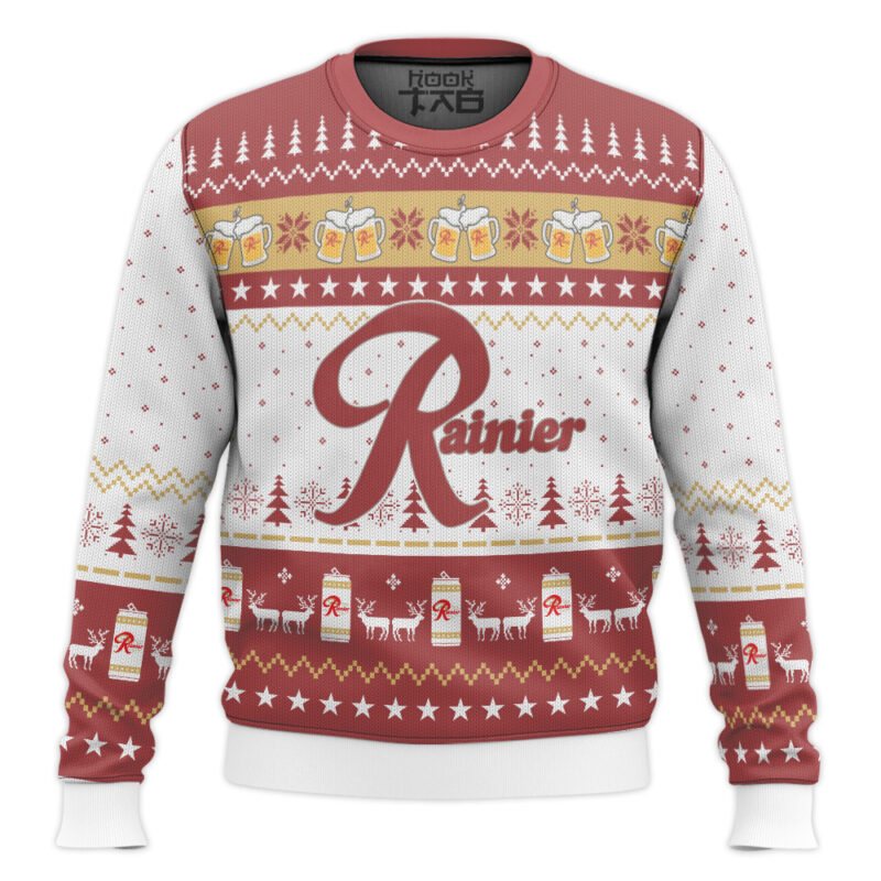 Hooktab Love Beer Rainier Beer Ugly Christmas Sweater