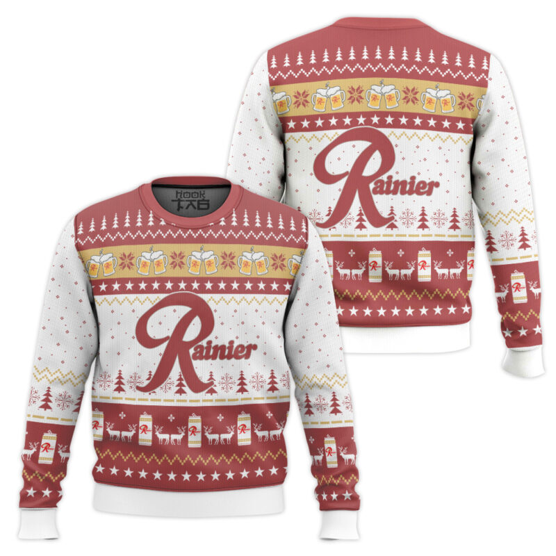 Hooktab Love Beer Rainier Beer Ugly Christmas Sweater Hooktab Love Beer Rainier Beer Ugly Christmas Sweater