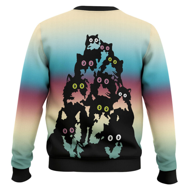 Hooktab Lovely Black Cat Ugly Christmas Sweater Hooktab Lovely Black Cat Ugly Christmas Sweater