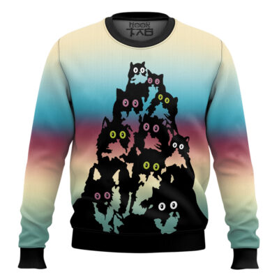 Hooktab Lovely Black Cat Ugly Christmas Sweater