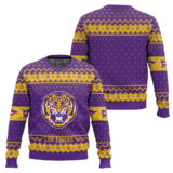Hooktab LSU Tigers - Custom Name And Number Ugly Christmas Sweater