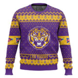 Hooktab LSU Tigers - Custom Name And Number Ugly Christmas Sweater