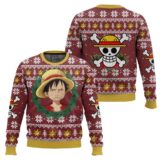 Hooktab Luffy Funny Face One Piece Ugly Christmas Sweater