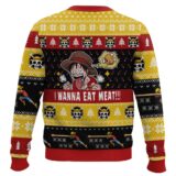 Hooktab Luffy I Want To Eat Meat One Piece Ugly Christmas Sweater