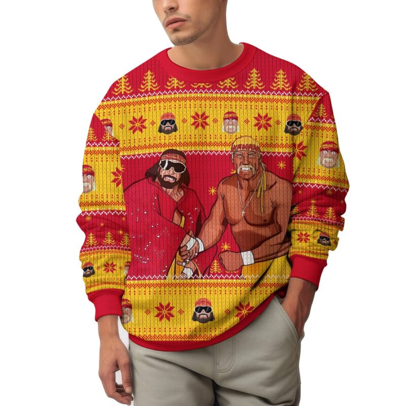 Hooktab Macho Man And Hulk Hogan Mega Powers WWE Ugly Christmas Sweater Hooktab Macho Man And Hulk Hogan Mega Powers WWE Ugly Christmas Sweater