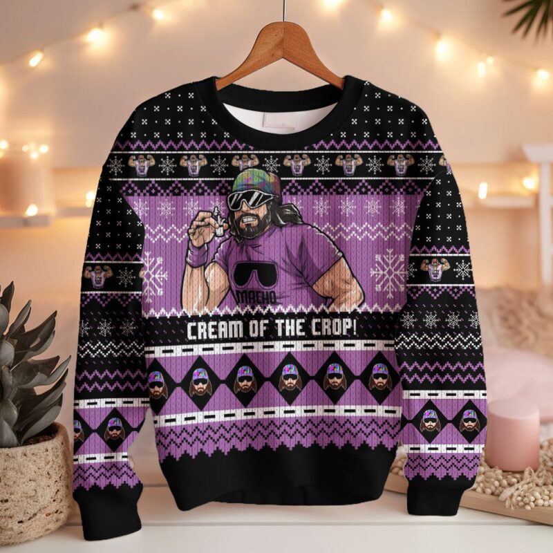 Hooktab Macho Man Cream Of The Crop WWE Ugly Christmas Sweater Hooktab Macho Man Cream Of The Crop WWE Ugly Christmas Sweater