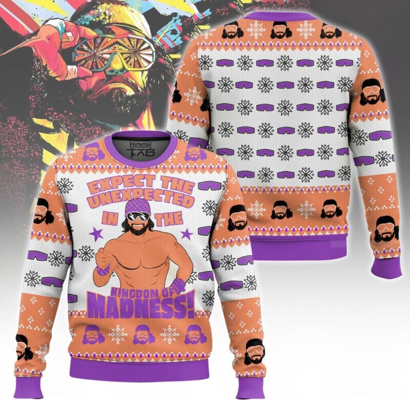 Hooktab Macho Man Expect The Unexpected WWE Ugly Christmas Sweater Hooktab Macho Man Expect The Unexpected WWE Ugly Christmas Sweater