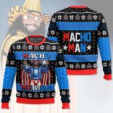 Hooktab Macho Man Macho Merica WWE Ugly Christmas Sweater