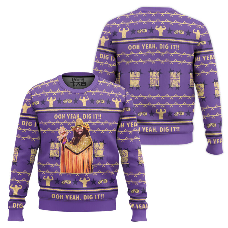 Hooktab Macho Man Oh Yeah Dig It WWE Ugly Christmas Sweater Hooktab Macho Man Oh Yeah Dig It WWE Ugly Christmas Sweater