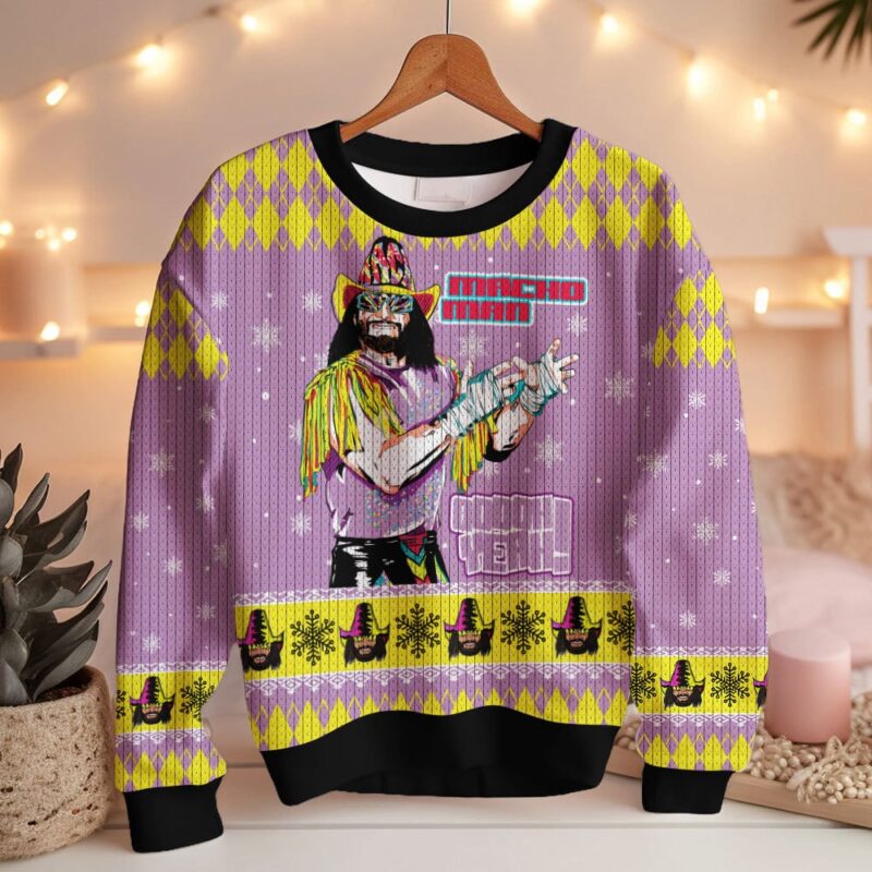 Hooktab Macho Man Oh Yeah WWE Ugly Christmas Sweater Hooktab Macho Man Oh Yeah WWE Ugly Christmas Sweater