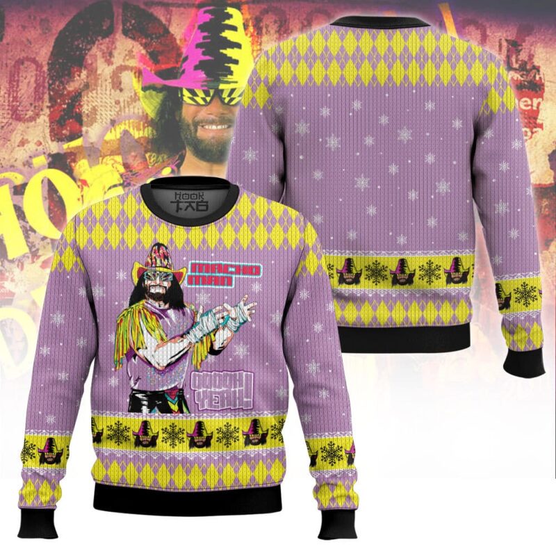 Hooktab Macho Man Oh Yeah WWE Ugly Christmas Sweater Hooktab Macho Man Oh Yeah WWE Ugly Christmas Sweater