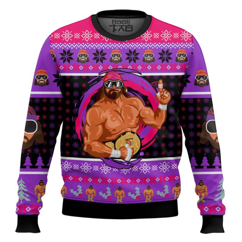 Hooktab Macho Man Randy Savage WWE Ugly Christmas Sweater