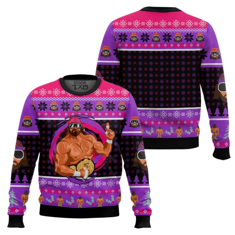 Hooktab Macho Man Randy Savage WWE Ugly Christmas Sweater Hooktab Macho Man Randy Savage WWE Ugly Christmas Sweater