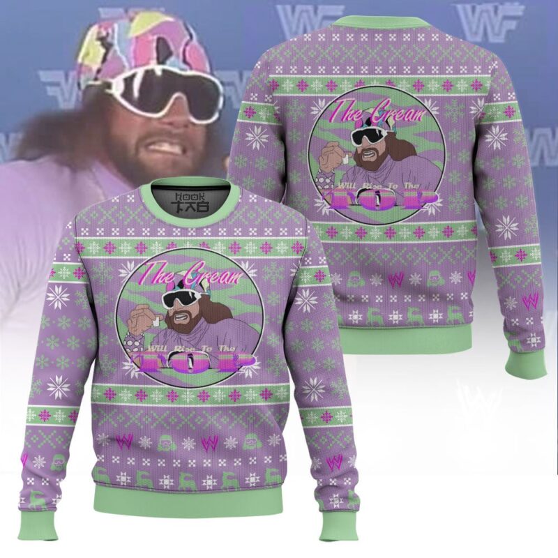 Hooktab Macho Man The Cream Will Rises To The Top WWE Ugly Christmas Sweater Hooktab Macho Man The Cream Will Rises To The Top WWE Ugly Christmas Sweater