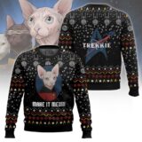 Hooktab Make It Meow Captain Cat Star Trek Ugly Christmas Sweater