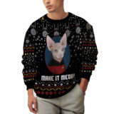 Hooktab Make It Meow Captain Cat Star Trek Ugly Christmas Sweater