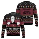 Hooktab Make It Snow Captain Jean-Luc Picard Star Trek Ugly Christmas Sweater