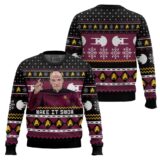Hooktab Make It Snow Captain Picard Star Trek Ugly Christmas Sweater