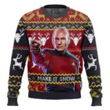 Hooktab Make It Snow Jean-Luc Picard Star Trek Ugly Christmas Sweater
