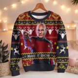 Hooktab Make It Snow Jean-Luc Picard Star Trek Ugly Christmas Sweater