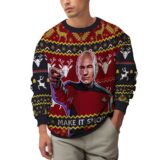 Hooktab Make It Snow Jean-Luc Picard Star Trek Ugly Christmas Sweater